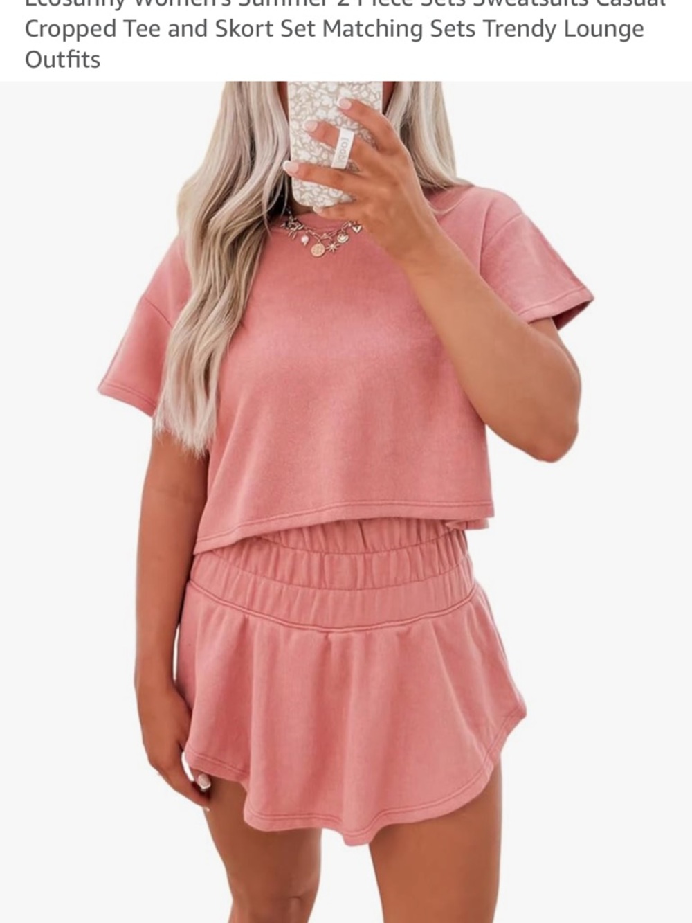 Dusty Rose Lounge Set - Crop Tee & Elastic Waist Shorts